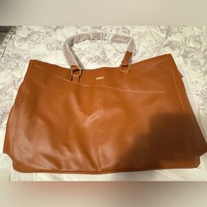 LOVEVOOK Cognac Large Laptop Tote Bag for Work & Travel